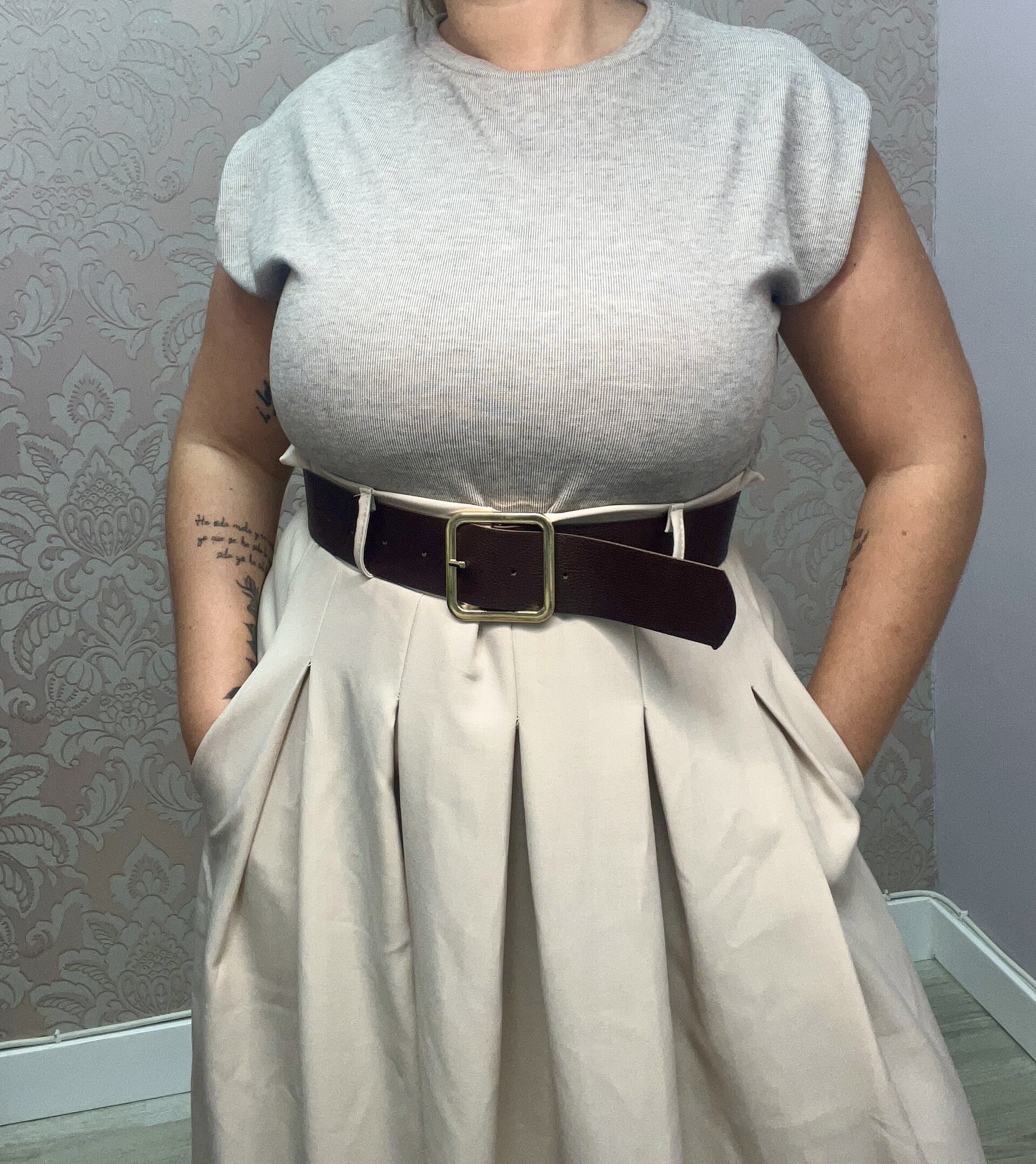 Vestido Doble beige - 2
